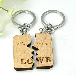 Idées cadeaux romantiques pour le bois de la saint valentin et son porte-clés, avec les accessoires en fer, rectangle, chameau, 99mm