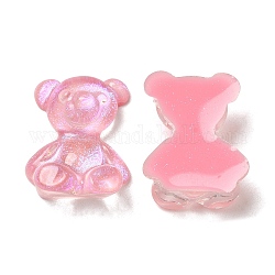 Cabujones de resina epoxi transparente, con polvo del brillo, oso, rosa, 22x17x8mm