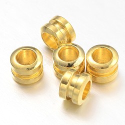 Perles séparateurs en laiton, colonne rainurée, or, 5x4mm, Trou: 2.5mm