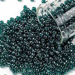 Toho perles de rocaille rondes, Perles de rocaille japonais, (108bd) sarcelle transparente lustrée, 8/0, 3mm, Trou: 1mm, environ 1110 pcs/50 g