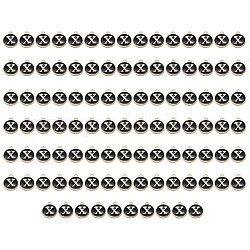 Charms aus vergoldeter Emaille-Legierung, emaillierte Pailletten, Flachrund, Schwarz, letter.x, 14x12x2 mm, Bohrung: 1.5 mm, 100 Stück / Karton