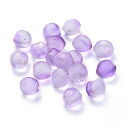 Perles en verre transparentes, mat, avec de la poudre de paillettes, la moitié foré, pêche, violette, 11.5x11.5x11mm, Trou: 1mm