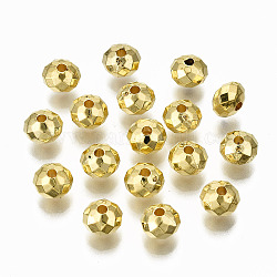 CCB Plastic Beads, Faceted, Rondelle, Golden, 6x4.5mm, Hole: 1.4mm , about 650pcs/50g