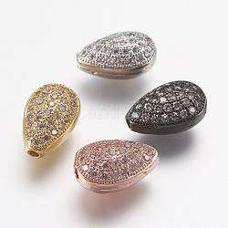 Perline zirconi micro pave  in ottone, lacrima, colore misto, 14.5x9.5x7.5mm, Foro: 1.5 mm