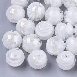 Perles vernissées manuelles, nacré, ronde, blanc, 14mm, Trou: 1.5mm