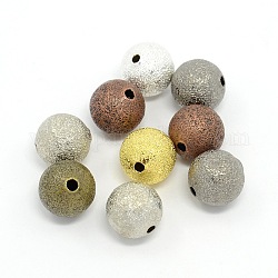 Perles rondes en laiton texturées, couleur mixte, 12mm, Trou: 2mm