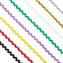 Gorgecraft 8 brins 8 couleurs polyester vague flexion frange garniture, ruban à coudre, pour la robe en tissu bricolage faire décorer, couleur mixte, 3/16 pouce ~ 3/8 pouces (5~8.5 mm), environ 5.5~6 m / brin, 1 brin / couleur