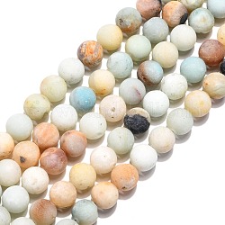 Brins de perles d'amazonite de fleurs naturelles, mat, ronde, 10mm, Trou: 1mm, Environ 38 pcs/chapelet, 15.5 pouce (39.5 cm)