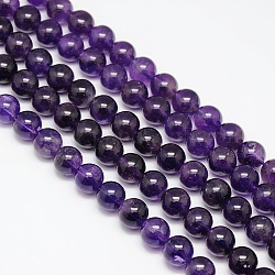Naturale ametista perle tonde fili, grado ab, 10mm, Foro: 1 mm, circa 39pcs/filo, 15.5 pollice