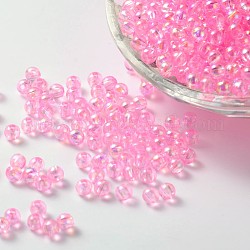 Perles acryliques transparentes écologiques, ronde, couleur ab , perle rose, 6mm, Trou: 1.5mm, environ 4000 pcs/500 g