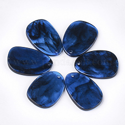 Harzanhänger, Nachahmung Edelstein, Oval, Blau, 40~42x28~30x4 mm, Bohrung: 3 mm