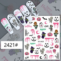 Pegatinas de arte de uñas con temática de halloween, autoadhesivo, para decoraciones con puntas de uñas, colorido, 10.1x7.85 cm