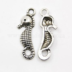 Tibetan Style Alloy Pendants, Cadmium Free & Lead Free, Sea Horse, Antique Silver Color, Size: about 23mm long, 7mm wide, 2mm thick, hole: 2mm