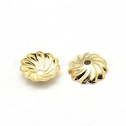 Brass Flower Bead Caps, Golden, 7x2mm, Hole: 1mm
