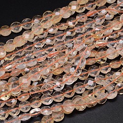 Natürliche Citrin flache runde Perle Stränge, facettiert, gefärbt und erhitzt, 8x4 mm, Bohrung: 1 mm, ca. 49 Stk. / Strang, 16 Zoll