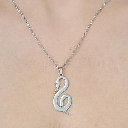 201 collier pendentif serpent creux en acier inoxydable, couleur inoxydable, 17.72 pouce (45 cm)