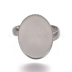 304 componenti di anelli di acciaio inossidabile, pad risultati di base anello, ovale, colore acciaio inossidabile, vassoio: 18.5x13.5mm, formato 7, 17.5mm