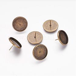 Supports de goujons en laiton, couleur de bronze antique, taille: environ 12 mm de long, Bac: 18 mm de diamètre, 16 mm de diamètre intérieur , épaisseur de 2.3mm