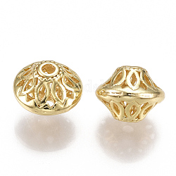 Messing filigranen Perlen, hohl, Doppelkegel, echtes 18k vergoldet, 13x10 mm, Bohrung: 2 mm