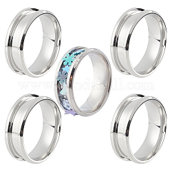 Sunnyclue 5 piezas 201 ajustes de anillo de dedo ranurado de acero inoxidable, núcleo de anillo en blanco, para hacer joyas con anillos, color acero inoxidable, nosotros tamaño 10 1/4 (19.9 mm)