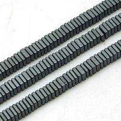 Non magnetici perle ematite sintetico fili, smerigliato, quadrato, nero placcato, 3x1mm, Foro: 1 mm, 15.7 pollice