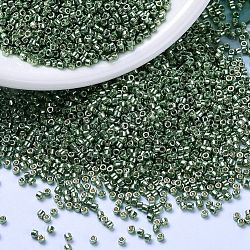 Perles miyuki delica, cylindre, Perles de rocaille japonais, 11/0, (db1845) duracoat galvanisé vert d'eau, 1.3x1.6mm, Trou: 0.8mm, environ 10000 pcs / sachet , 50 g / sac