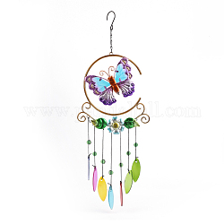 Campanas de viento, decoraciones colgantes de vidrio y arte del hierro, mariposa, 560x200mm