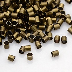 Perles à écraser en laiton , Tube, Sans cadmium & sans nickel & sans plomb, bronze antique, 3x3mm, Trou: 2.5mm