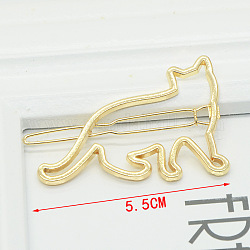 Legierung geometrische Haarspangen, Haarnadel mit Froschschnalle für Damen, Mädchen, Katze, golden, 55 mm