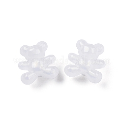 Acrylique opaque avec perles de poudre scintillantes, ours, blanc, 17x16x11mm, Trou: 3mm