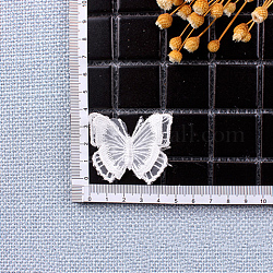 Bordado de encaje costura de fibra, diy accesorios de prendas de vestir, mariposa, blanco, 40x47mm