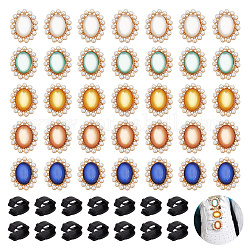 NBEADS DIY Oval Shoes Buckle Clips Decoration Making Kit, Including Nylon Detachable Blank Shoelace Buckle Clips, Cat Eye Cabochons, Mixed Color, 80Pcs/box