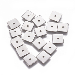 Intercalaire perles en 304 acier inoxydable, carrée, couleur inoxydable, 8x8x0.7mm, Trou: 1.2mm