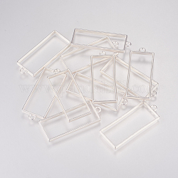 Rack Plating Alloy Rectangle Open Back Bezel Pendants, For DIY UV Resin, Epoxy Resin, Pressed Flower Jewelry, Hollow, Cadmium Free & Nickel Free & Lead Free, Matte Silver, 49x20x3.5mm, Hole: 3mm