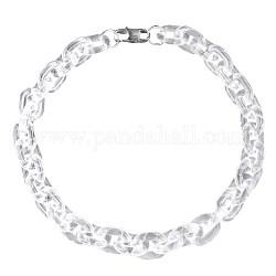 Collier chaîne câble acrylique, collier chaîne épaisse pour femme, clair, 48 cm