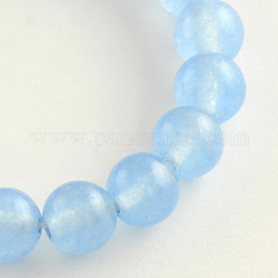 Dyed Natural Jade Round Bead Strands, Light Sky Blue, 6mm, Hole: 1mm, about 62pcs/strand, 15.7 inch