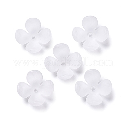 Protezioni tallone acrilico smerigliato, 4 fiore -petal, fumo bianco, 25.5x10mm, Foro: 2 mm, circa 446pcs/500g