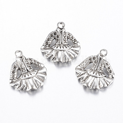 Alloy Clothes Pendant Rhinestone Settings, Lead Free and Cadmium Free, Antique Silver Color, about 20mm wide, 22mm long, 3mm thick, hole: 1.5mm