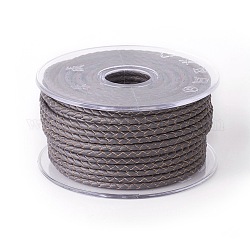 Braided Cowhide Cord, Leather Jewelry Cord, Jewelry DIY Making Material, Dark Gray, 3mm, about 5.46 yards(5m)/roll