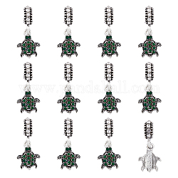 SUPERFINDINGS 12pcs Sea Turtle Emerald Rhinestone Charm for Bracelet Silver Tortoise Crystal Pendent Cute Sea Animal Alloy Dangle Charm for Earring Phone Charm DIY Jewelry Making Hole 4.8mm