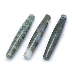 Mousse naturelle perles en agate, pas de trous / non percés, riz, 73.5~74.5x13~13.5mm