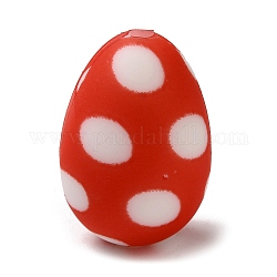 Пасхальное яйцо в горошек силиконовые фокусные бусины, жевательные бусины для чайников, DIY уход за ожерельем, красные, 19.5x13.5 мм, отверстие : 2.5 мм