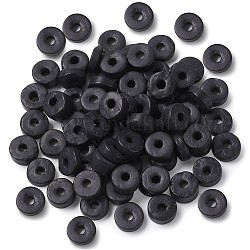 Perles de coco, teinte, donut, noir, 9x2~5mm, Trou: 2mm, environ 100 pcs / sachet 