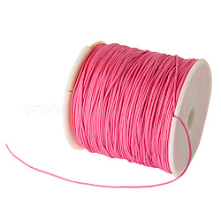 Плетеной нейлоновой нити, китайский шнур для завязывания бисера шнур для изготовления ювелирных изделий из бисера, ярко-розовый, 0.8 мм, Около 100 ярдов / рулон
