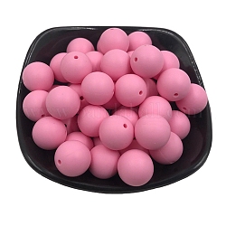 Perle di silicone, masticare perline per i denti, fare collane fai-da-te fai-da-te, tondo, perla rosa, 15mm, Foro: 2 mm