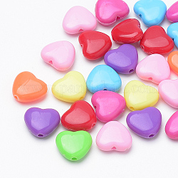 Perles acryliques, cœur, couleur mixte, 10x11x4mm, Trou: 1.5mm, environ 1600 pcs/500 g