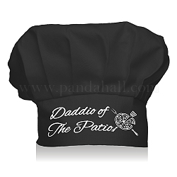 Gorro de cocinero de algodón personalizado, sombrero negro con palabra blanca daddio del patio, patrón de comida, 300x230mm