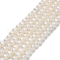 Hebras de perlas de agua dulce cultivadas naturales, patata, crema, 4~6x5~7x5~6mm, agujero: 0.7 mm, aproximamente 67~71 pcs / cadena, 13.58~14.25 pulgada (34.5~36.2 cm)