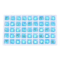 Cabujones de cristal de rhinestone, accesorios de la decoración del arte del clavo, facetados, cuadrado, cielo azul profundo, 10x10x5mm
