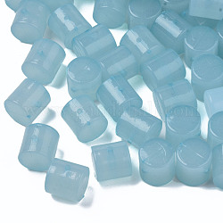 Perles en acrylique de gelée d'imitation, colonne, lumière bleu ciel, 14.5x14.5mm, Trou: 1.8mm, environ 200 pcs/500 g